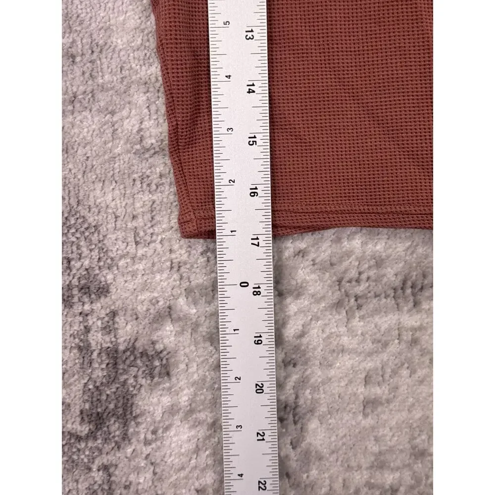 ALO Yoga Waffle Knit Crop Shirt Top Large Womens Dusty Pink